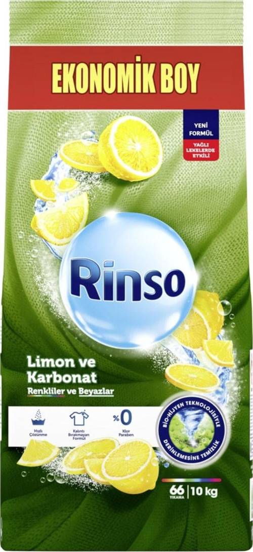 Limon ve Karbonat Renkliler ve Beyazlar İçin Toz Çamaşır Deterjanı 10 KG