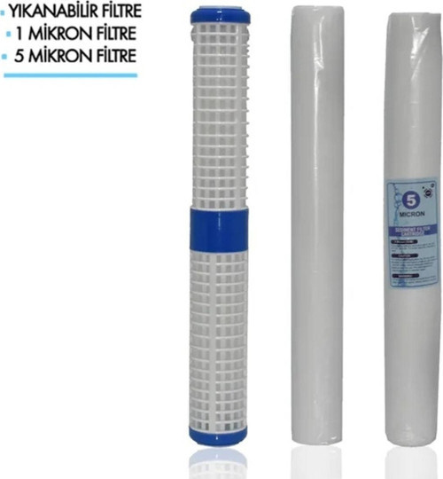 Daire Bina Sayaç Girişi 20" İnc 3 Aşama ( Yıkanabilir , 1m Sediment , 5m Sediment ) Yedek Filtre Seti