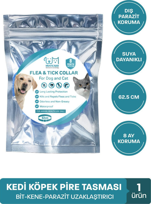 Köpek Pire Tasması Bit Pire Kene Dış Parazit Önleyici Ayarlanabilir Doğal Tasma 62 Cm Kedi Tasması
