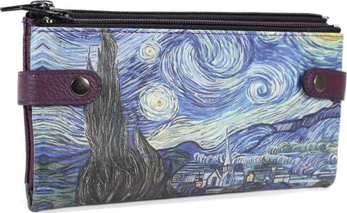 Van Gogh Starry Night Baskılı Çıt Çıtlı Tasarım Cüzdan