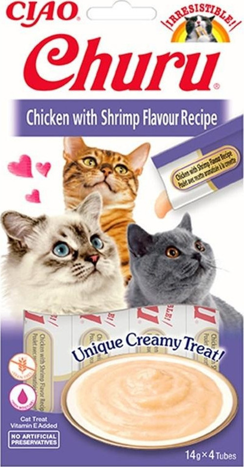 Churu Cream Tavuklu ve Karidesli Kedi Ödül Kreması 4 X 14 Gr