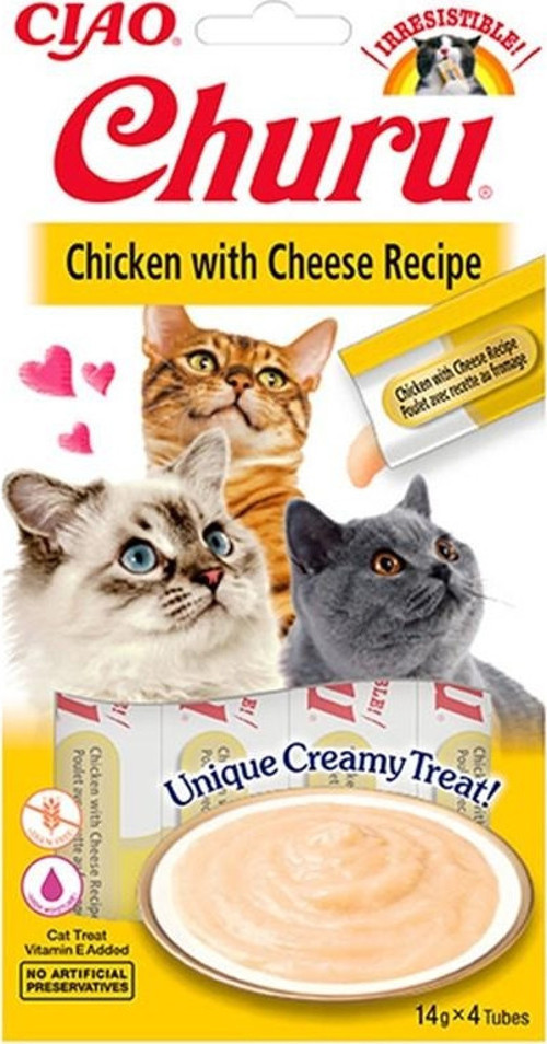 Churu Cream Tavuklu ve Peynirli Kedi Ödül Kreması 4 X 14 Gr