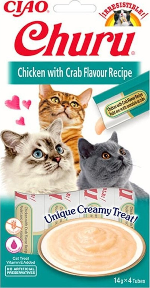 Churu Cream Tavuklu ve Yengeçli Kedi Ödül Kreması 4 X 14 Gr