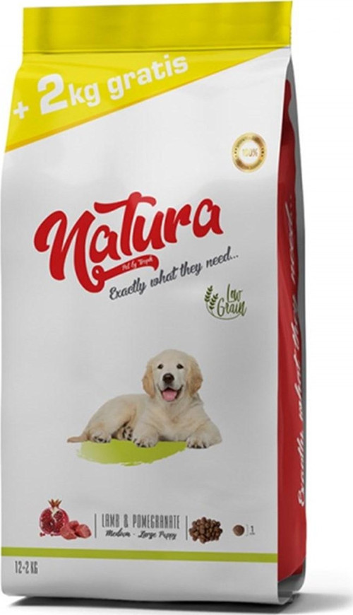 Natura Düşük Tahıllı Kuzu _ Nar Orta ve Büyük Irk Yavru Köpek M 12+2Kg