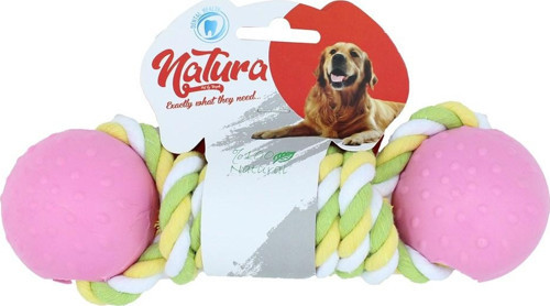 Natura İkili Plastik Top Köpek Halat Oyuncak 31 Cm