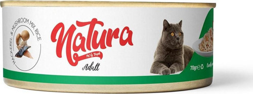 Natura Uskumru _ Mantar, Et Suyu İçinde Pirinçli Kedi Konservesi 70 Gr