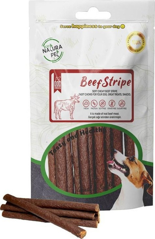 Eco Natura Pet Beef Strape Yumuşak Biftek Şeritleri Köpek Ödülü 100Gr