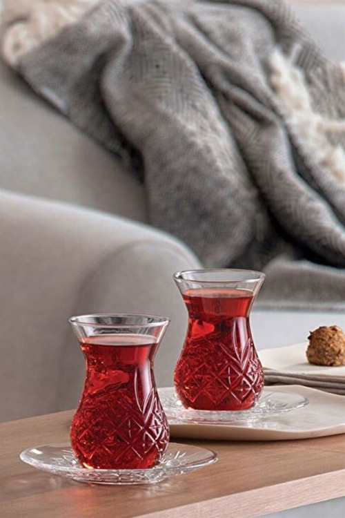 Timeless Kesme Kristal Çay Bardağı Seti Takımı 12 Parça Çay Seti 96992