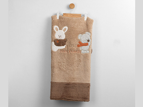 BABY FRIENDS NAKIŞLI PELUŞ BATTANİYE -90X90 - ATABAY - FLE249019 - Kahverengi - 0 - 12 Ay - FLE249019-Kahverengi-0 - 12 Ay Kahverengi