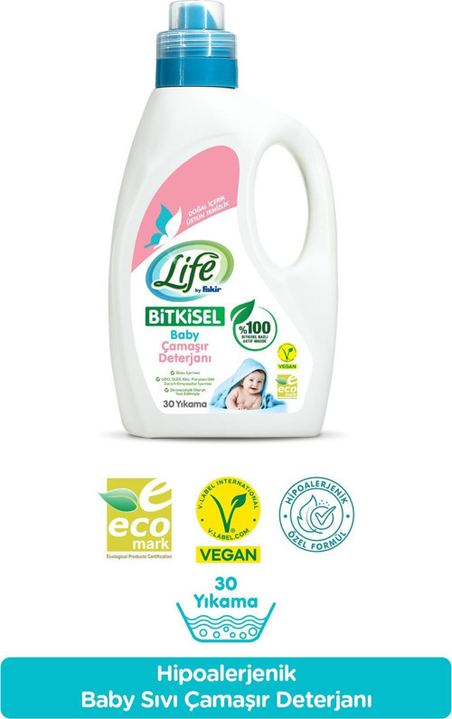%100 Bitkisel Bazlı Vegan Sıvı Bebek Çamaşır Deterjanı 1500ml