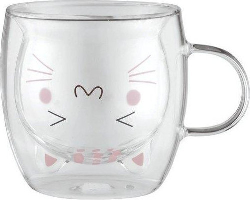 Kedi Desenli Çift Cidarlı Bardak 250 Ml