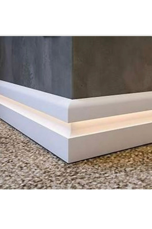 Yalı Serisi 25 Mt Lake Beyaz Led Kanallı Süpürgelik 12Cm Pvc Beyaz