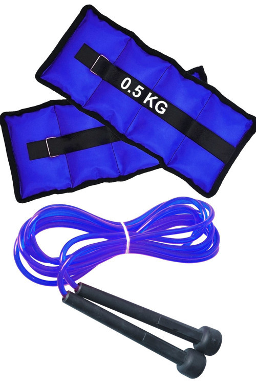 El Ve Ayak Bilek Ağırlığı 2X0.5 Kg Kum Torbası Ağırlık Seti Atlama Ipi Kondisyon Spor Aleti Set Mavi