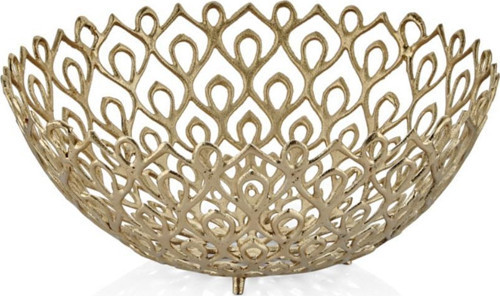 Peacock Gold Yuvarlak Büyük Dekoratif Kase 47x47x19 Cm
