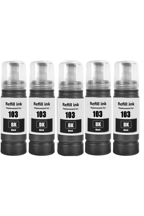 Epson 103 Muadil Uyumlu Siyah Mürekkep 70 ml 5'li – L1110, L1210, L1230, L1250, L1270, L3110, L3111, L3150