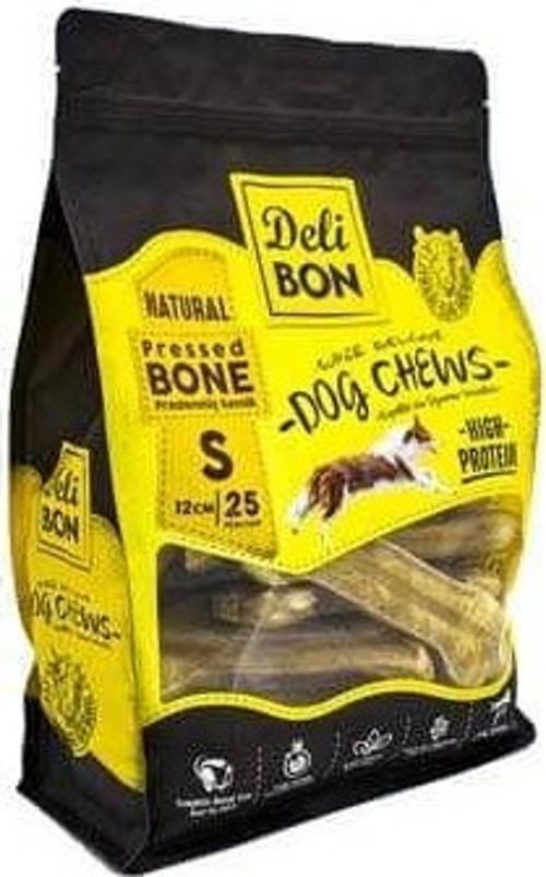 Deri Pres Kemik Köpek Ödülü Small Naturel 12 Cm 25 Adet