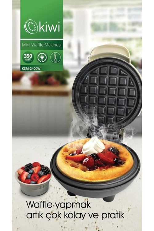 Kiw MİNİi Ksm-2400W Yapışmaz Plakalı Waffle Makinesi Krem