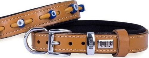 Comfort Deri Nazar Boncuklu Köpek Boyun Tasması Medium Camel 2x35-40 Cm