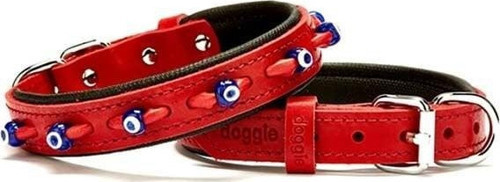 Comfort Deri Nazar Boncuklu Köpek Boyun Tasması Small Kırmızı 2x30-35 Cm