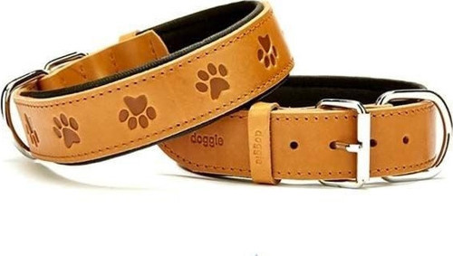 Comfort Deri Pati Desenli Köpek Boyun Tasması Medium Camel 4x52-60 Cm