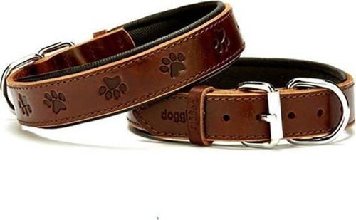 Comfort Deri Pati Desenli Köpek Boyun Tasması Medium Kahverengi 3x42-50 Cm