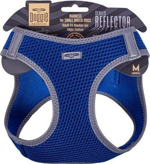 Havalı Dokuma Reflektör Küçük Irk Köpek Göğüs Tasması Medium Mavi 38-44 Cm