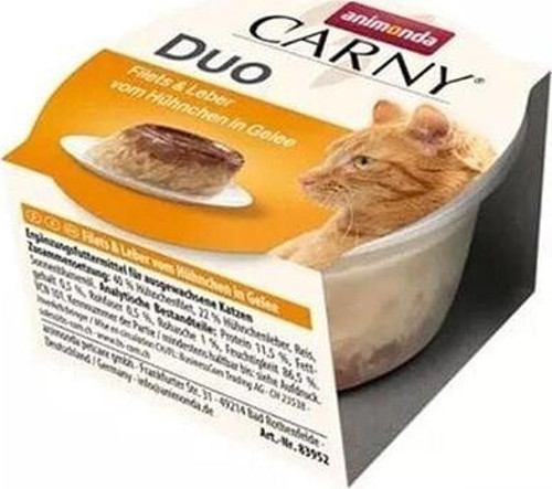 Carny Duo Tavuklu ve Ciğer Jöleli Yetişkin Konserve Kedi Maması 70 Gr