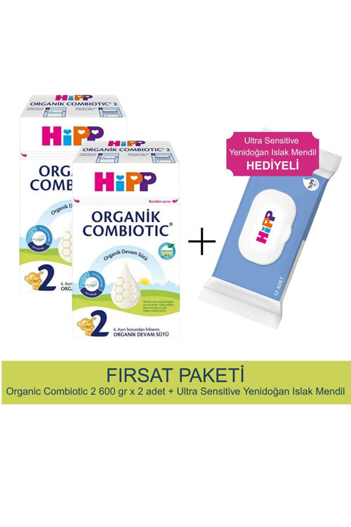 2 no Combiotic Devam Sütü 600 gr X 2 Adet + Ultra Sensitive Yenidoğan Islak Mendil Hediyeli