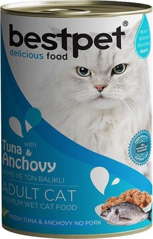 Ton Balıklı ve Hamsili Gravy Yetişkin Konserve Kedi Maması 400 Gr