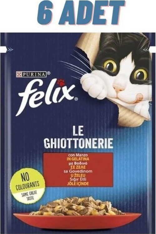 Sığır Etli Yetişkin Kedi Konservesi Pouch 6x85 Gr
