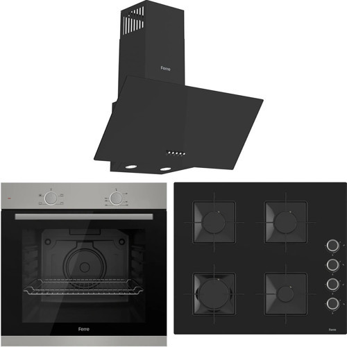 XE61MDV - SS205 - D086 4 Prog. Mekanik Statik XL 78 Litre Ankastre Set - İnox/Siyah