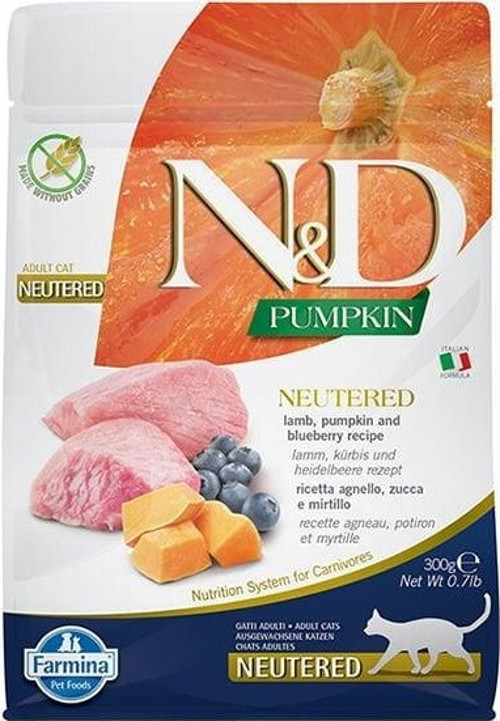 Pumpkin Kuzu ve Yaban Mersinli Kısırlaştırılmış Kedi Maması 300 Gr