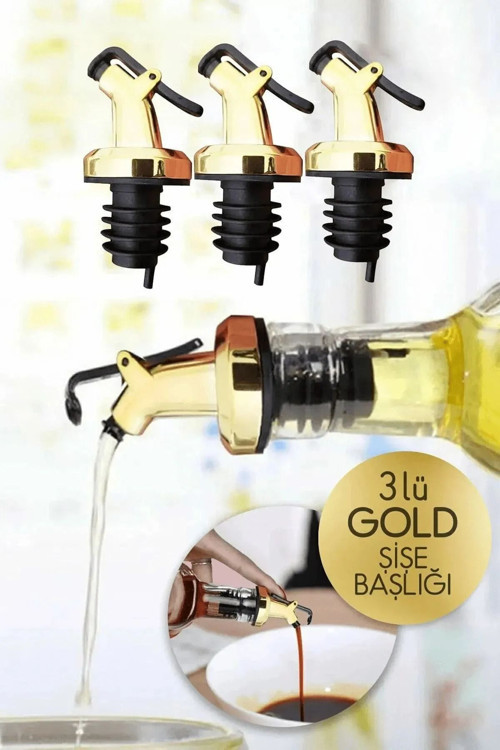Gold Sızdırmaz 3' Lü Yağdanlık Tıpası (Yağdanlık Başlığı, Tapa, Tıpa, Kapaklı Şişe Ucu)