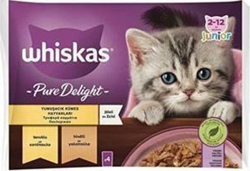 Pouch Pure Delight Jöle İçinde Tavuklu ve Hindili Yavru Kedi Konservesi 85gr (4'lü)
