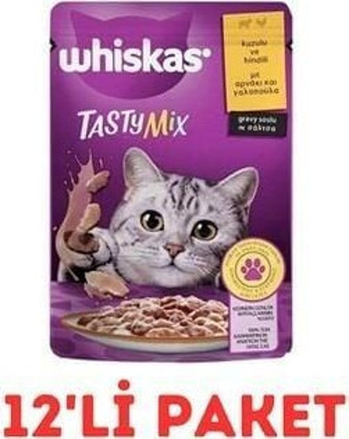 Tasty Mix Kuzulu Ve Hindili Yaş Kedi Maması 85 Gr 12'Li Paket