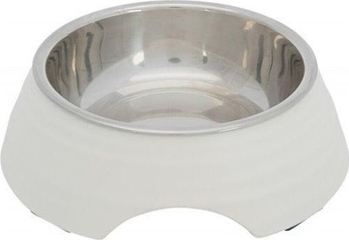 Melamin Paslanmaz Çelik Köpek Mama ve Su Kabı Beyaz 0.2 Lt 14 Cm