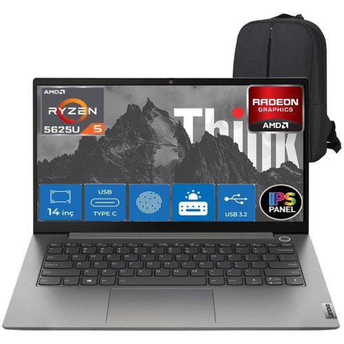 Thinkbook 14 Amd Ryzen 5 5625U 16GB 512GB SSD WINDOWS11 14" Fhd Taşınabilir Bilgisayar 21DK0059TX14 & Çanta