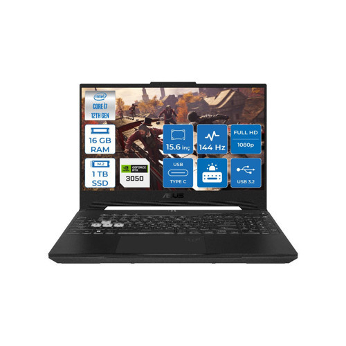 TUF Gaming F15 Intel Core i7 12700H 16GB 1TB SSD 4GB RTX3050 Freedos 15.6" FHD 144Hz Taşınabilir Bilgisayar FX507ZC4-HN0