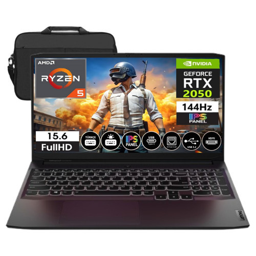 Ideapad Gaming 3 Amd Ryzen 5 5500H 16GB Ram 1tb SSD RTX2050 IPS Freedos 15.6" Fhd Taşınabilir Bilgisayar 82K202BRTX10