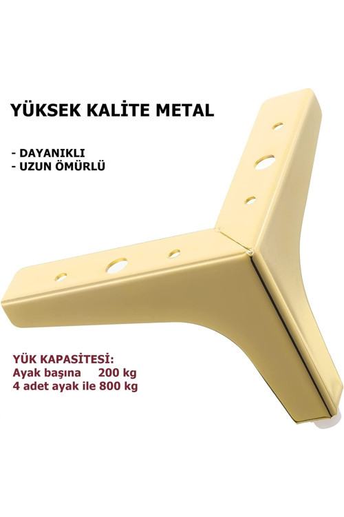 15 Cm Modern Model Gold Metal Mobilya, Dolap, Koltuk, Kanepe, Tv Ünitesi Ayakları Metal (1 Adet)