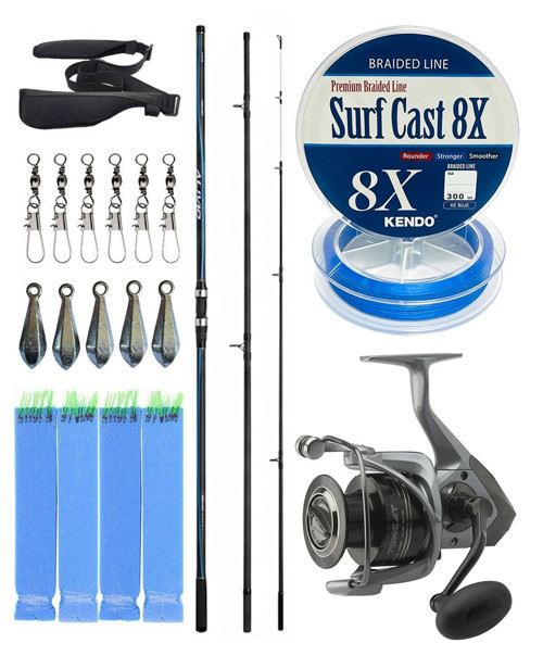 YekOutdoor Profesyonel Olta Seti Shimano Kamış Alivio Surf T 450 BX-G 4,50m 225g 3pc&Okuma Tomcat TMC-8000 6+1bb Olta Ma