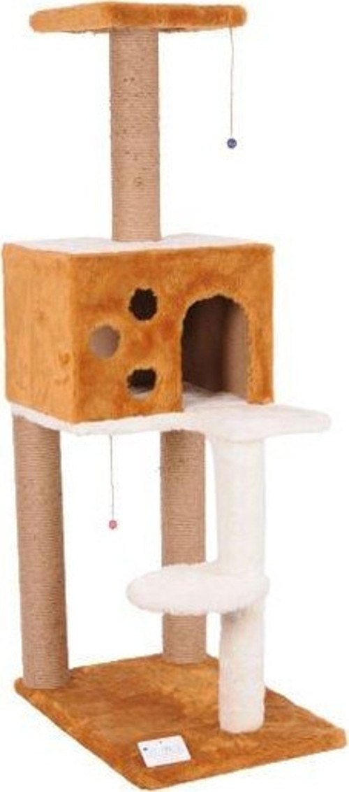 S09 Kare Evli Merdivenli Kedi Tırmalama Kahve 124 Cm