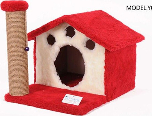 Y01 Ev Yuvalı Kedi Tırmalama Kırmızı 45 Cm