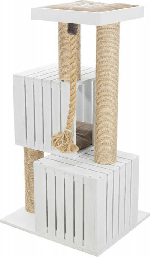 Kedi Tırmalama ve Oyun Evi 114 Cm Beyaz Kum Beji - Farmapets