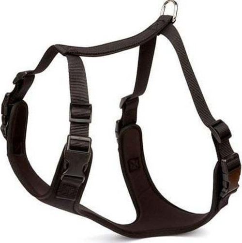 Havalı Dokuma Köpek Göğüs Tasması Large Siyah 2x55-65 Cm