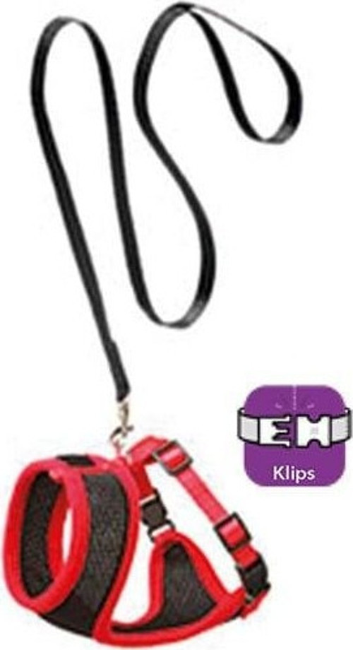 Kedi Göğüs ve Uzatma Tasması Takımı Kırmızı/Siyah 30-42 Cm 110 Cm