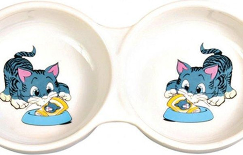 Kedi Mama Su Kabı, Porselen 2X0,15Lt - KONG