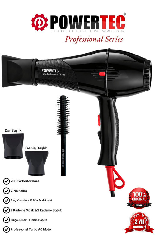 TR-701 Profesyonel Fön Makinesi + Profesyonel Berber Fön Fırçası