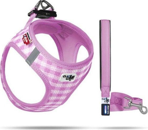 Vest Air-Mesh Köpek Göğüs Tasması Pembe Ekose 3XS 26-30 Cm - KONG