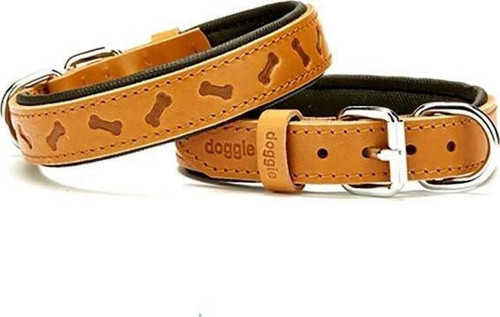 Comfort Deri Kemik Desenli Köpek Boyun Tasması Medium Camel 2.5x37-45 Cm - KONG